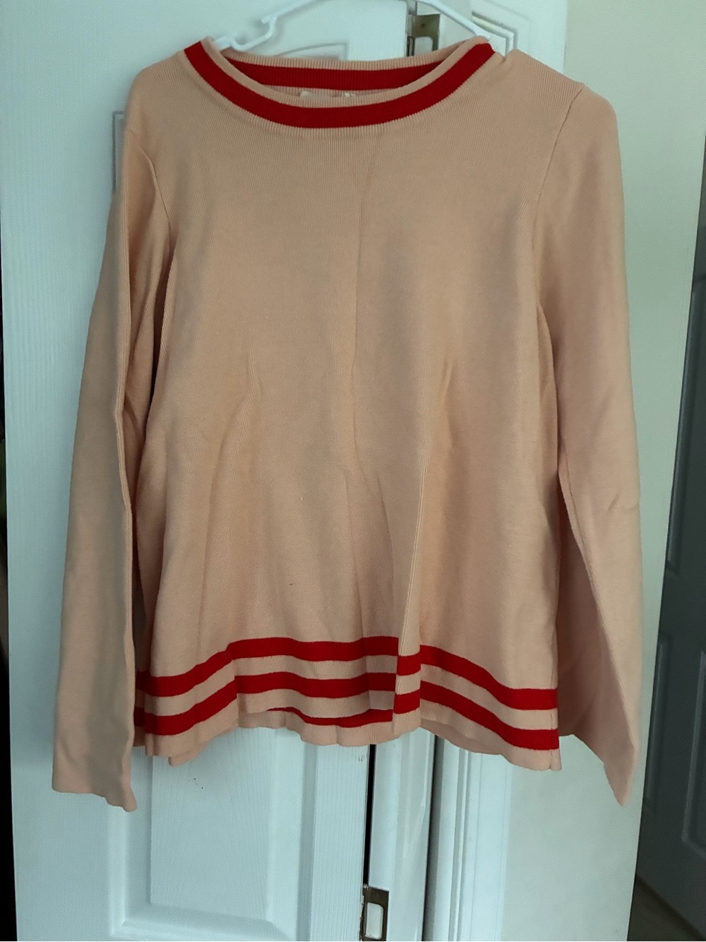 Roolee Blush Pink Sweater with Red Stripes